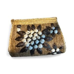 Elegant Tan and Brown Woven Clutch